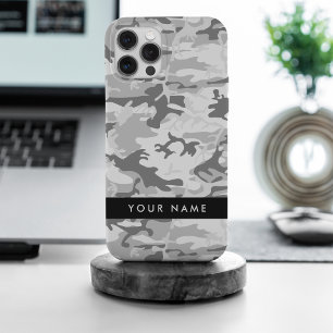 Winter Snow Gray Camouflage Ihr Name personalisier Case-Mate iPhone Hülle