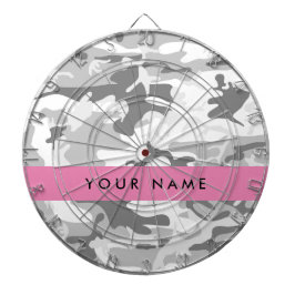 Winter Snow Gray Camouflage Ihr Name personalisier Dartscheibe