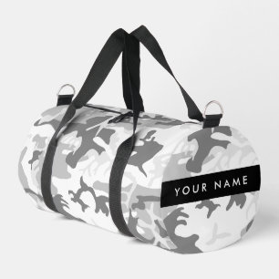 Winter Snow Gray Camouflage Ihr Name personalisier Duffle Bag