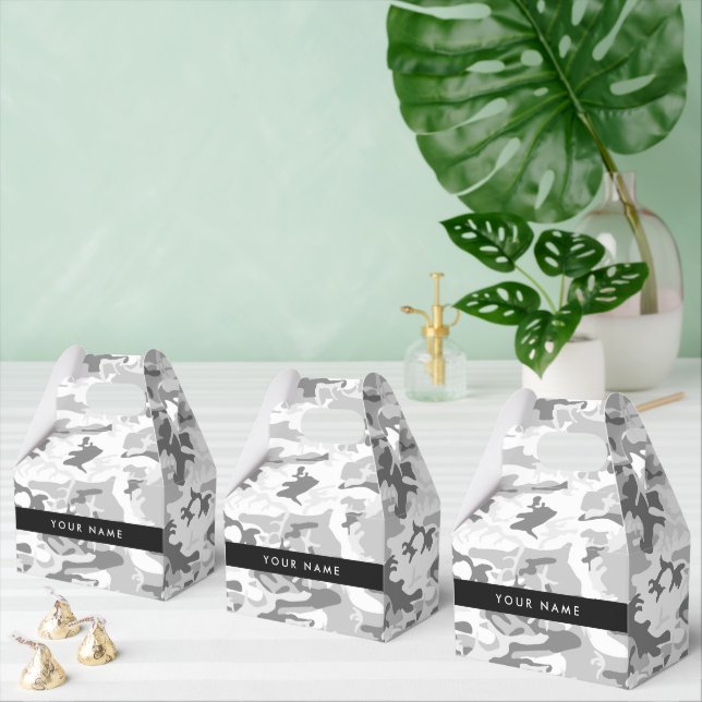 Winter Snow Gray Camouflage Ihr Name personalisier Geschenkschachtel (Zahlreiche)