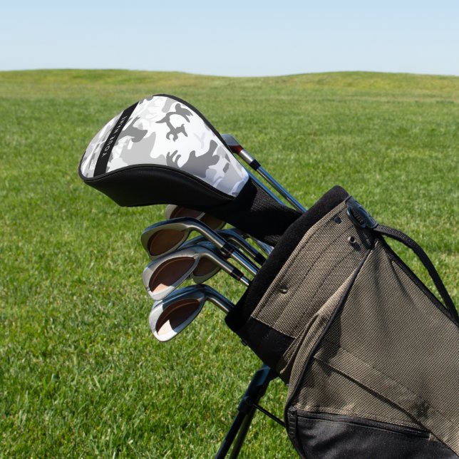 Winter Snow Gray Camouflage Ihr Name personalisier Golf Headcover (In SItu)