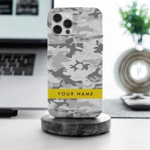 Winter Snow Gray Camouflage Ihr Name personalisier iPhone 15 Pro Max Hülle