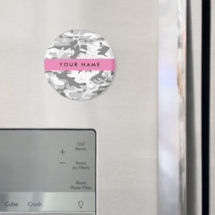 Winter Snow Gray Camouflage Ihr Name personalisier Magnet