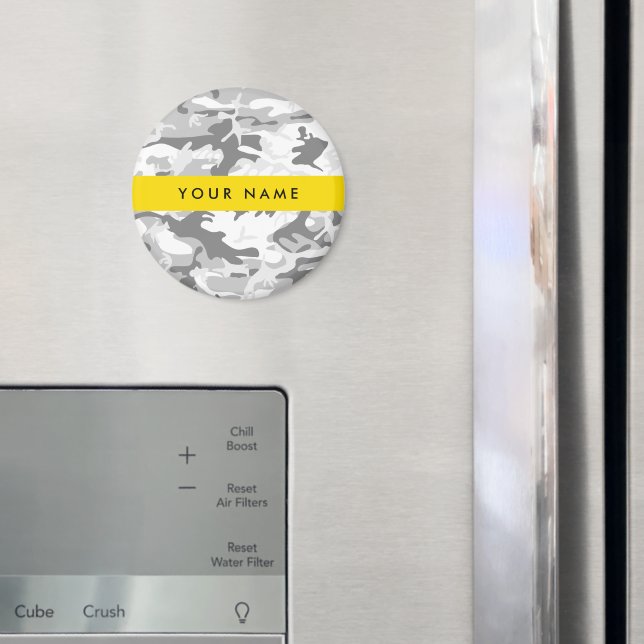 Winter Snow Gray Camouflage Ihr Name personalisier Magnet (In Situ (Kühlschrank))