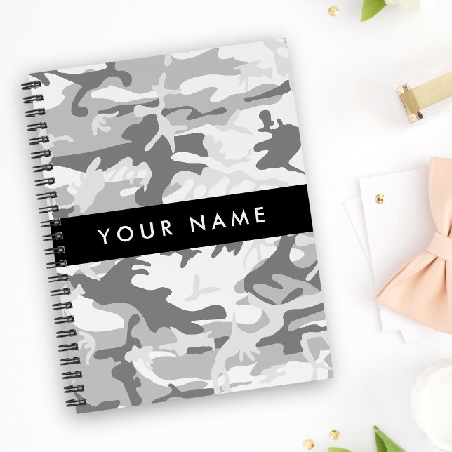 Winter Snow Gray Camouflage Ihr Name personalisier Notizbuch (Von Creator hochgeladen)