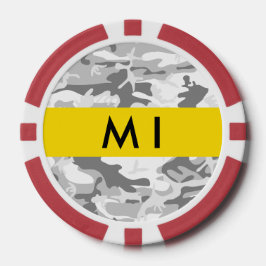 Winter Snow Gray Camouflage Ihr Name personalisier Pokerchips