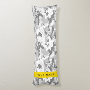 Winter Snow Gray Camouflage Ihr Name personalisier Seitenschläferkissen