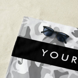 Winter Snow Gray Camouflage Ihr Name personalisier Strandtuch