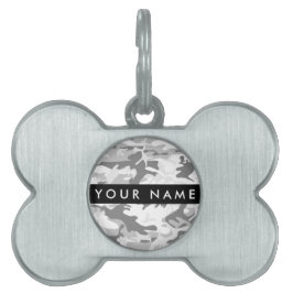 Winter Snow Gray Camouflage Ihr Name personalisier Tiermarke