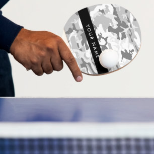 Winter Snow Gray Camouflage Ihr Name personalisier Tischtennis Schläger