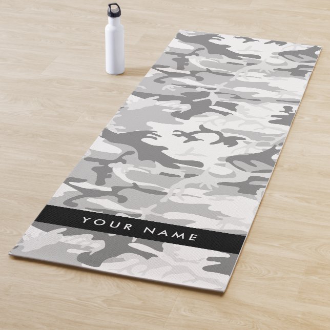 Winter Snow Gray Camouflage Ihr Name personalisier Yogamatte (Beispiel)
