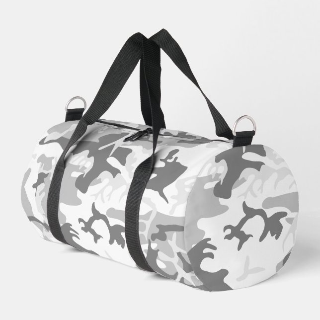 Winter Snow Gray Camouflage, Militär, Armee Duffle Bag (Linke Seite)