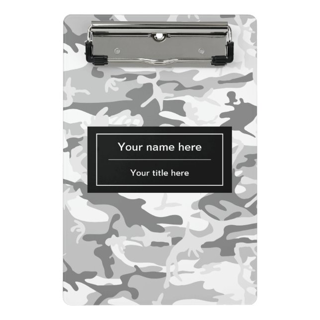 Winter Snow Gray Camouflage, Militär, Armee Mini Klemmbrett (Vorderseite)