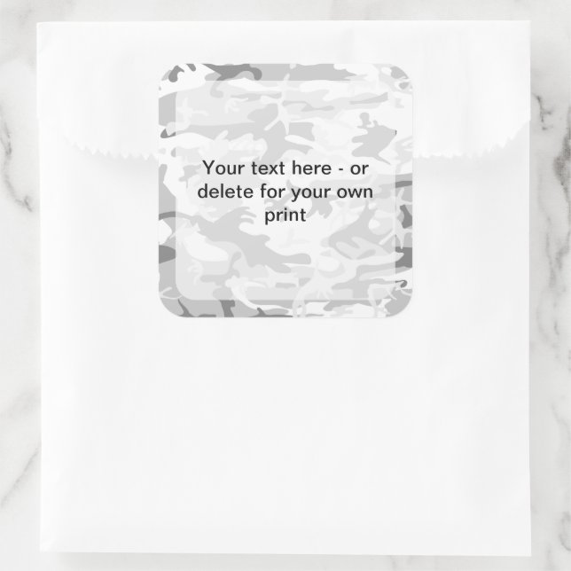 Winter Snow Gray Camouflage, Militär, Armee Quadratischer Aufkleber (Tasche)