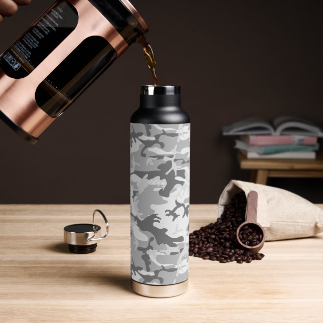 Winter Snow Gray Camouflage, Militär, Armee Trinkflasche (Kaffee)
