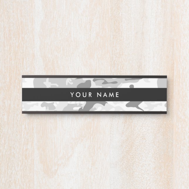 Winter Snow Gray Camouflage, Militär, Armee Türschild (Vorderseite )