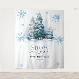 Winter Snow in Love Snowflakes Bridal Shower  Wandteppich