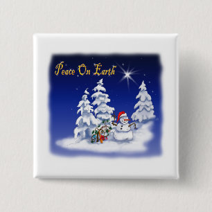 Winter Snow Man Weltfrieden Button