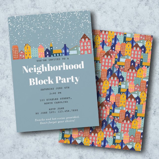 Winter Snow Neighborhood Block Party Einladung (Winter Snow Neighborhood Block Party Invitation)