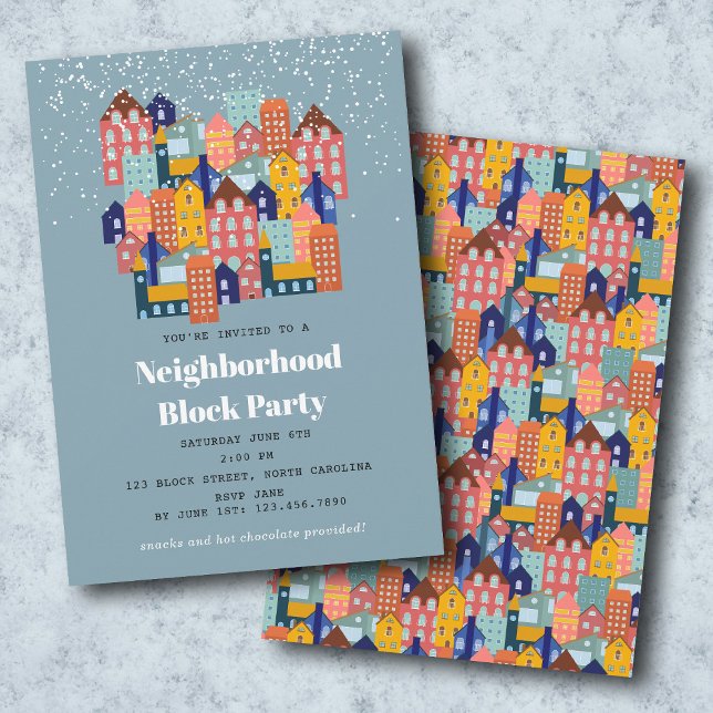 Winter Snow Neighborhood Block Party Einladung (Winter Snow Neighborhood Block Party Invitation)