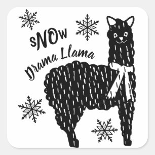 Winter Snow No Drama Llama Quadratischer Aufkleber
