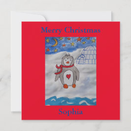 Winter Snow Penguin Flat Weihnachtskarte Karte