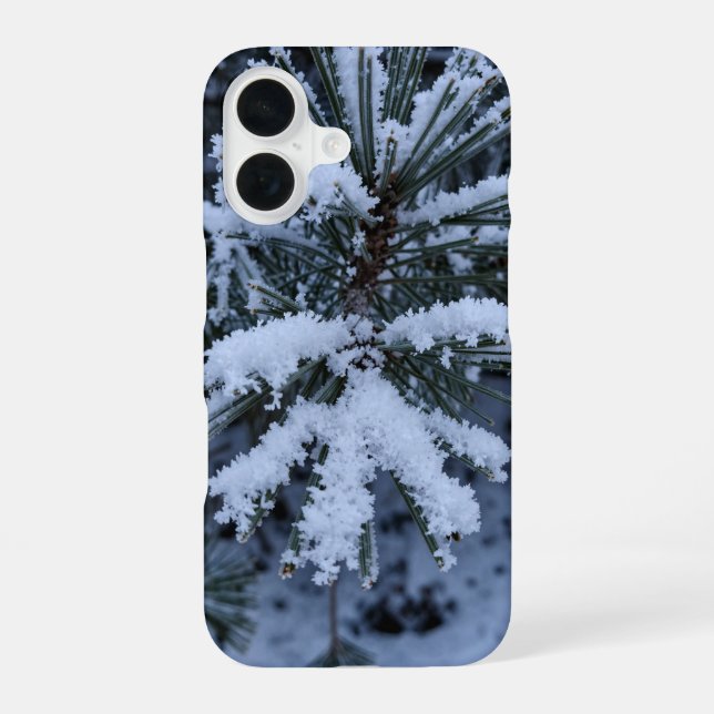 Winter Snow Pine Needles Macro Phone Case iPhone 16 Hülle (Rückseite)