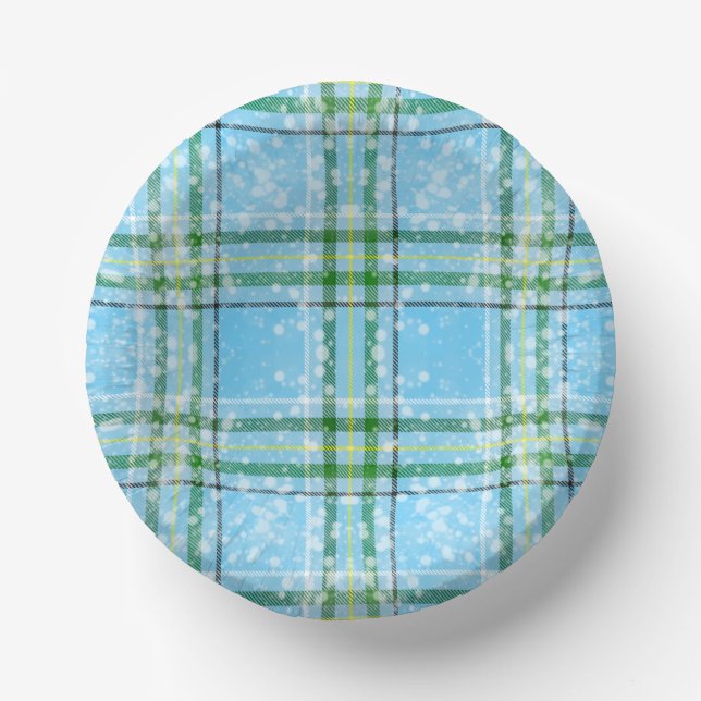 Winter Snow Plaid Tartan Design  Pappteller (Vorderseite)