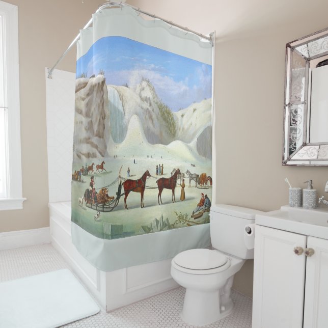 Winter Snow Sleds Sleighs Horses Shower Curtain Duschvorhang (Beispiel)