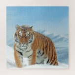 Winter Snow Tiger Mountains Tierisches Foto Trendy Puzzle<br><div class="desc">Winterschnee Tiger Berge Tier Foto Trendy Jigsaw Puzzle.</div>