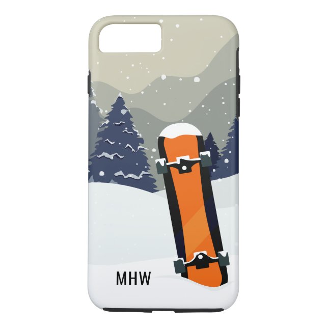 Winter Snowboard individuelle Monogramm-Telefongeh Case-Mate iPhone Hülle (Rückseite)