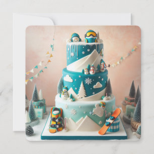 WINTER SNOWBOARDING THEMA KINDERGEBURTSTAG CAKE KARTE