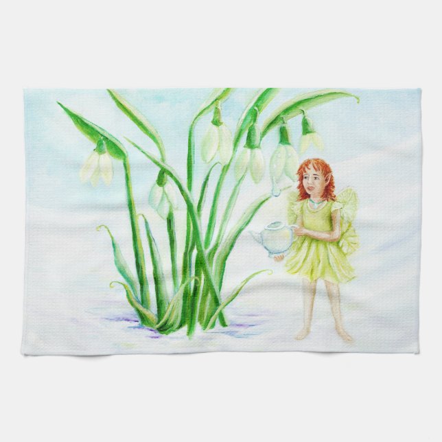 Winter Snowdrop Fairy Magic Geschirrtuch (Horizontal)