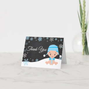 Winter Snowflake Baby Boy Blue Dankeschön Karte