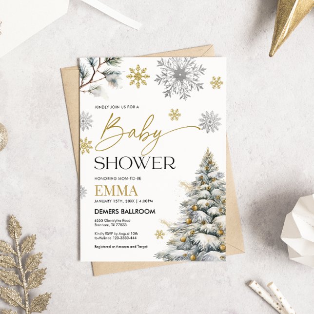 Winter Snowflake Baby Dusche Einladung (Von Creator hochgeladen)