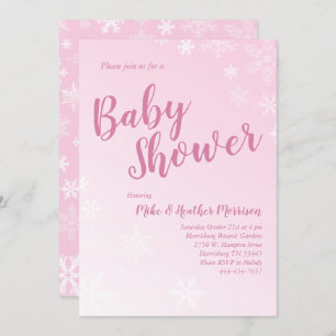 Winter Snowflake Baby Dusche Pink Girl Einladung