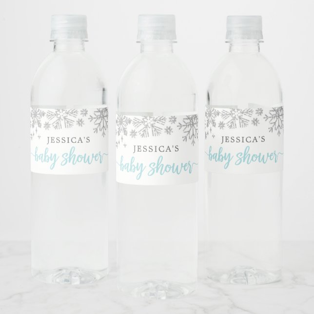 Winter Snowflake Baby Dusche Wasserflasche Etikett (Flaschen)