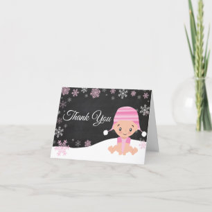 Winter Snowflake Baby Girl Pink Danke Karte