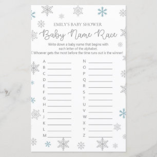 Winter Snowflake Baby Shower Game PRINTIERT