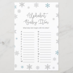 Winter Snowflake Baby Shower Game PRINTIERT