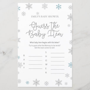 Winter Snowflake Baby Shower Game PRINTIERT