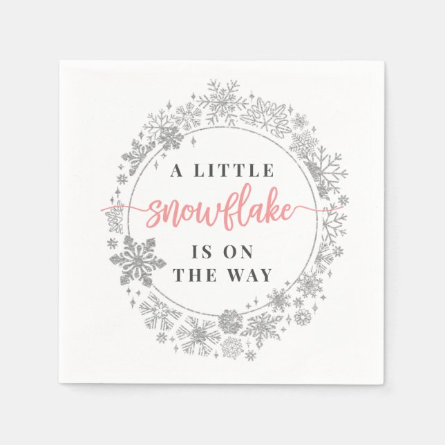 Winter Snowflake Baby Showtail Napkin Serviette (Vorderseite)