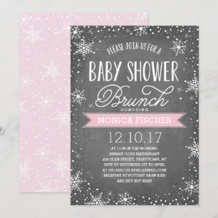 Winter Snowflake Babydusche Brunch Halbpension Einladung