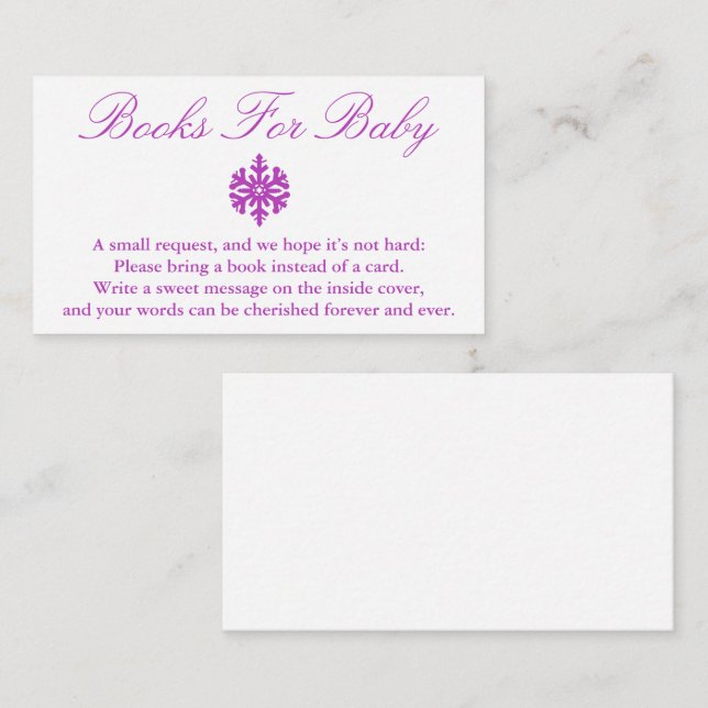 Winter Snowflake Babydusche Bücher für Babykarte Begleitkarte (Vorne/Hinten)