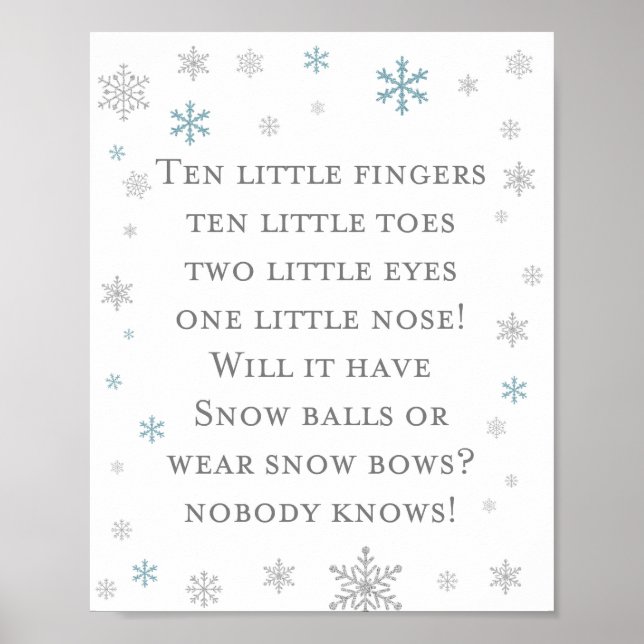 Winter Snowflake Babyduschzeichen Poster (Vorne)
