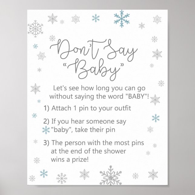 Winter Snowflake Babyduschzeichen Poster (Vorne)