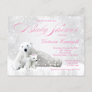 Winter Snowflake Bear Girl Babydusche Einladungen