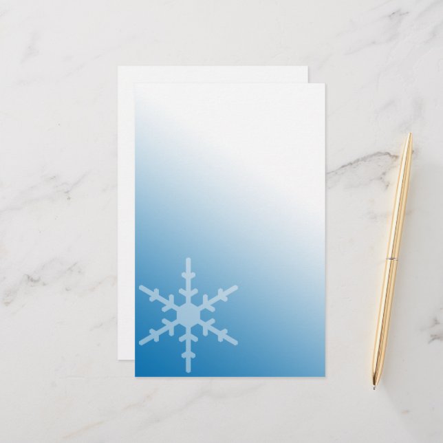 Winter Snowflake Blue Gradient Briefpapier (Vorderseite/Rückseite Beispiel)