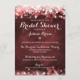 Winter Snowflake Bridal Dusche Einladung - Rot