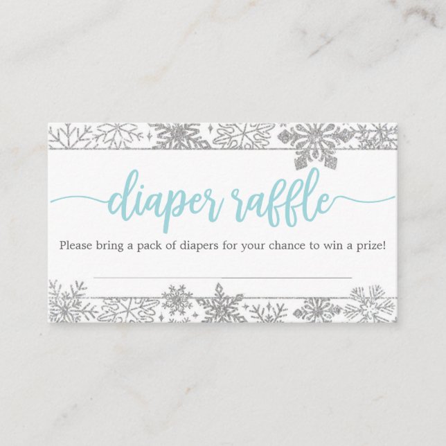 Winter Snowflake Diaper Raffle Baby Duschkarte Begleitkarte (Vorderseite)